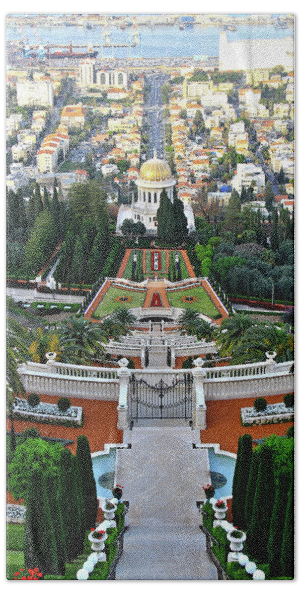Haifa Beach Sheet featuring the photograph Bahai Gardens 3 - Haifa, Israel by Richard Krebs