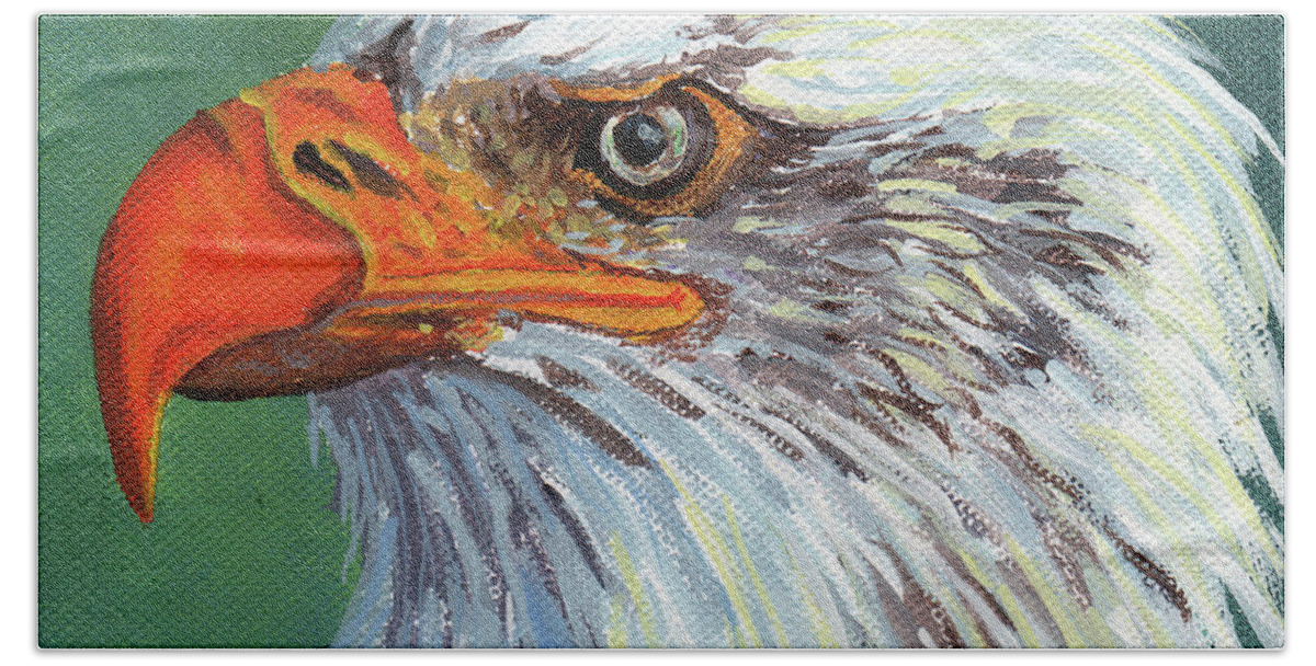Timithy Beach Sheet featuring the painting Bald Eagle by Timithy L Gordon