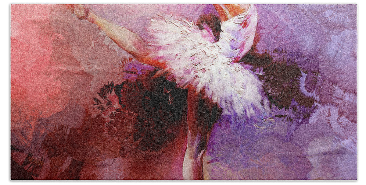 Swan Lake Beach Towel featuring the painting Ballerina 08821 by Gull G