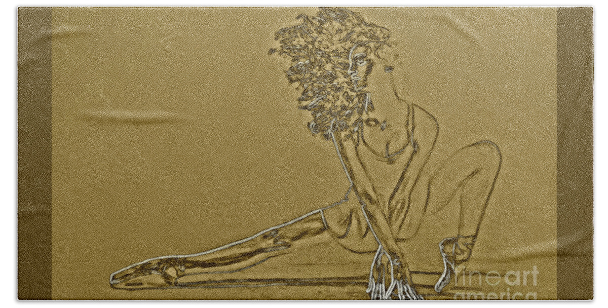 Ballet Beach Towel featuring the digital art Ballerina Breeze Gold by Humphrey Isselt