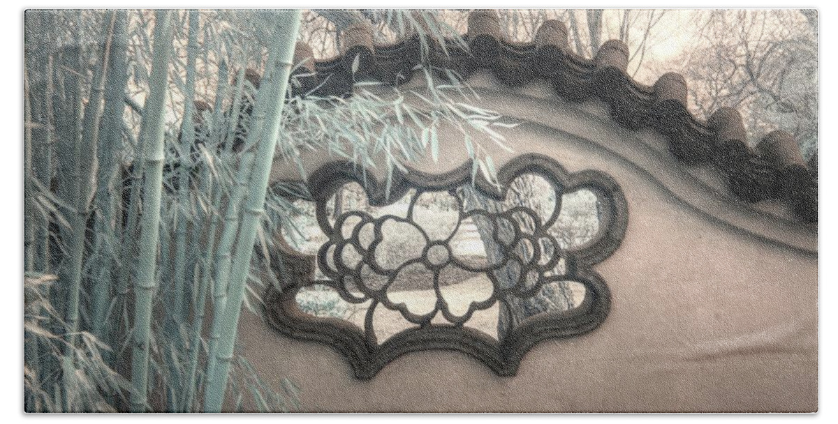 Bamboo Beach Towel featuring the photograph Bamboo wall Chinese garden infrared zen by Jane Linders