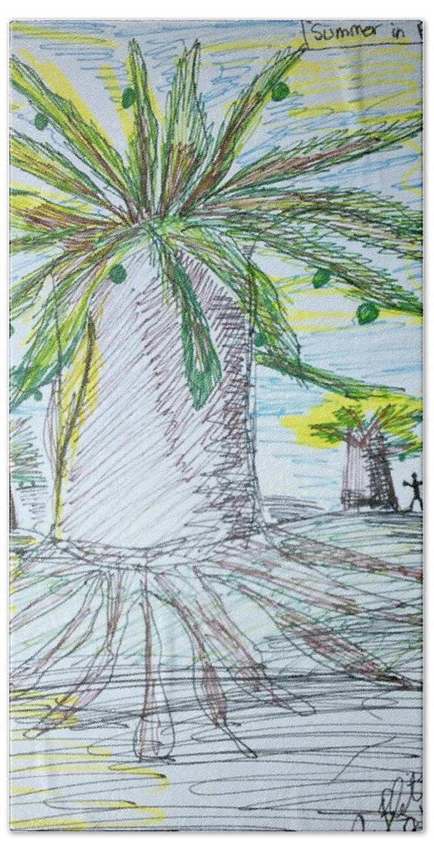 Baobab Trees Beach Towel featuring the drawing Baobab Grove by Andrew Blitman