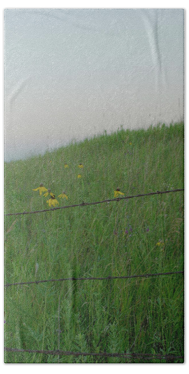 Barbwire Beach Towel featuring the photograph Barb Wire Prairie by Troy Stapek