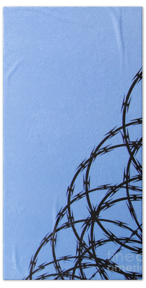 Wire Beach Towel featuring the photograph Barbed Wire and Blue Sky by Sarah Loft