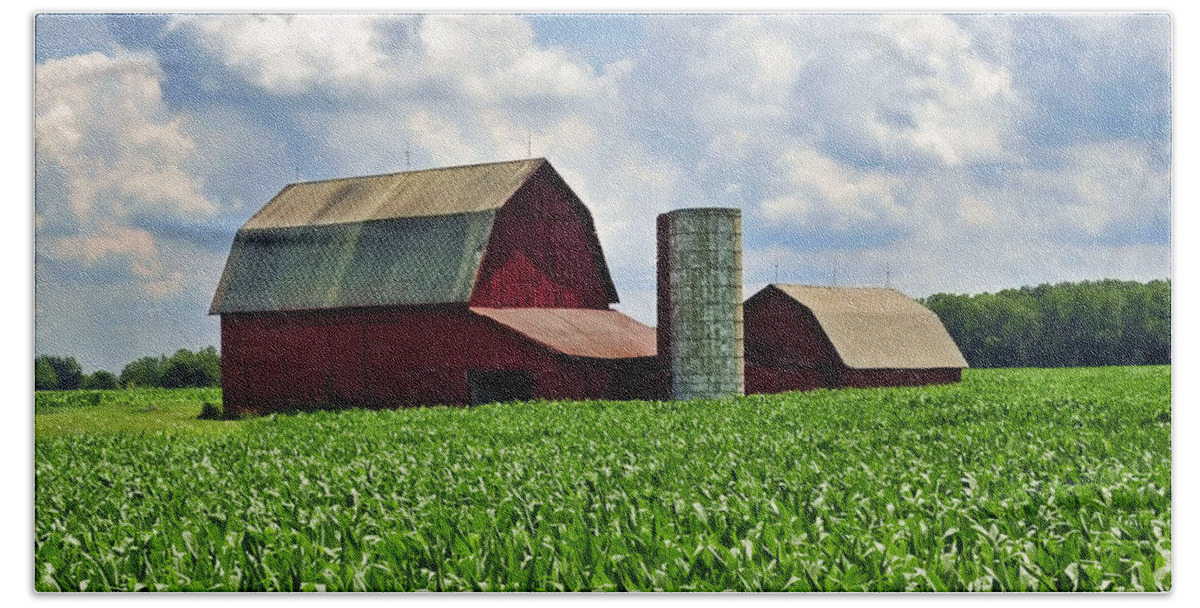 Barn Beach Towel featuring the photograph Barn in the Corn by David Arment