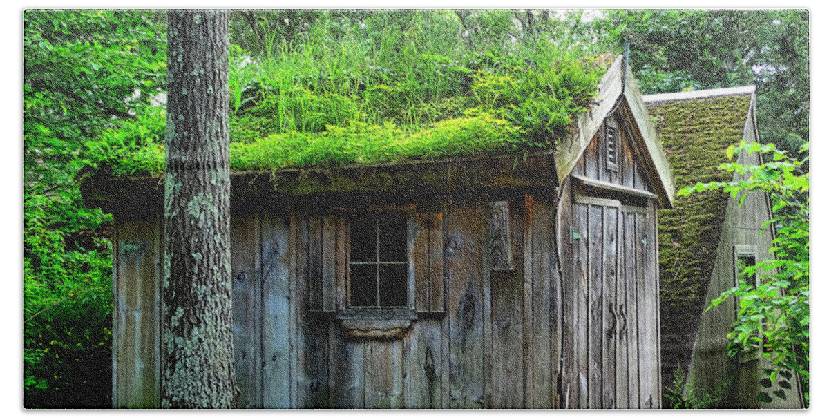 Barn Beach Towel featuring the photograph Barn with green roof by Lilia S