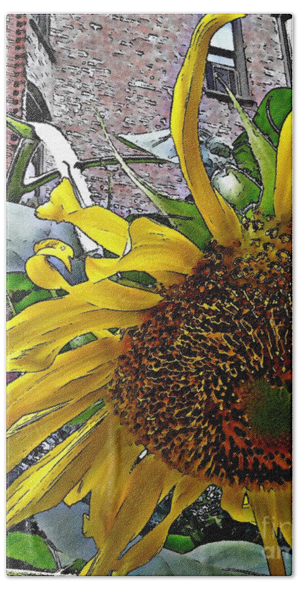 Sunflower Beach Sheet featuring the photograph Barrio Sunflower 3 by Sarah Loft