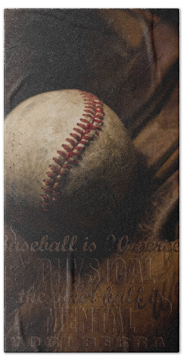 Baseball Beach Sheet featuring the photograph Baseball Yogi Berra Quote by Heather Applegate