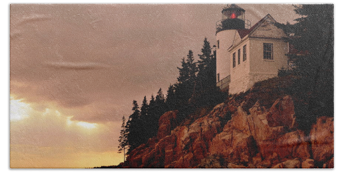 Maine Beach Towel featuring the photograph Bass Harbor Head Light by Colleen Phaedra