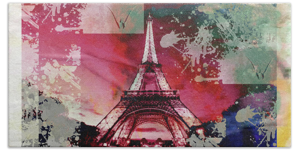 Paris Beach Towel featuring the painting Bastille Day 1 by Priscilla Huber