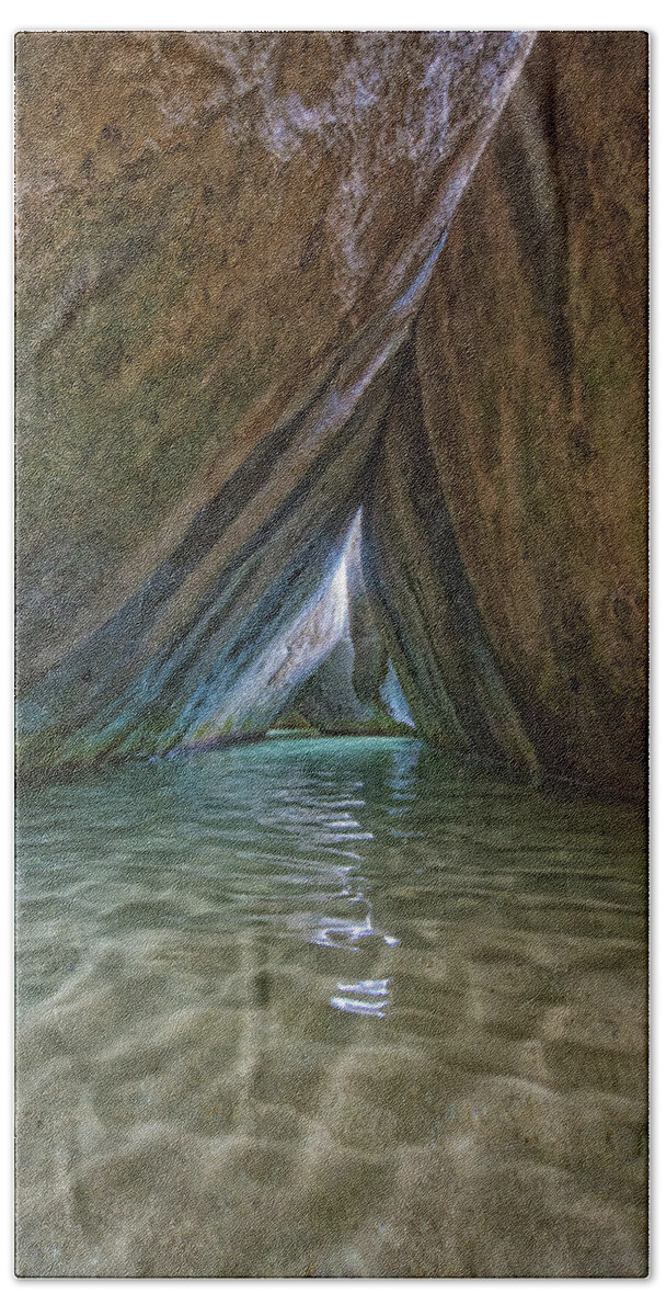The Baths Beach Towel featuring the photograph Bath Light by Greg Wyatt
