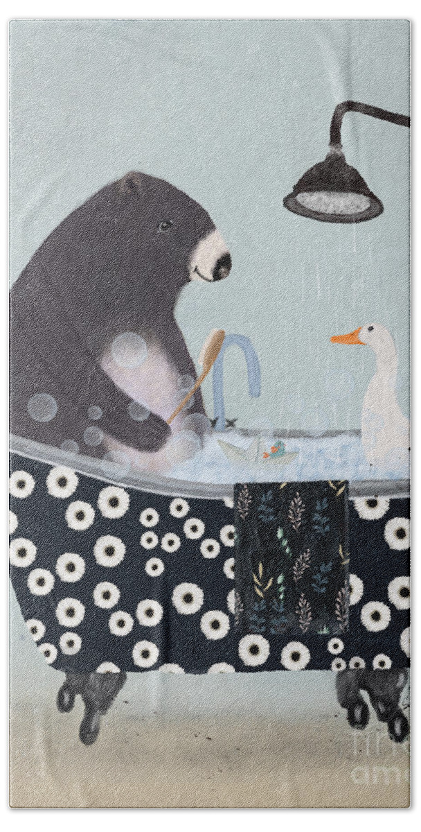 Bears Beach Towel featuring the painting Bath Time by Bri Buckley