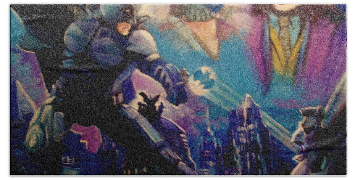Batman Beach Sheet featuring the painting Batman by Paul Weerasekera