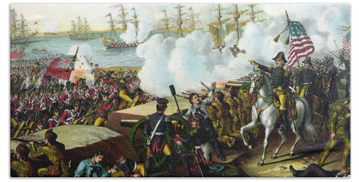 Andrew Jackson Beach Towel featuring the painting Battle of New Orleans by War Is Hell Store