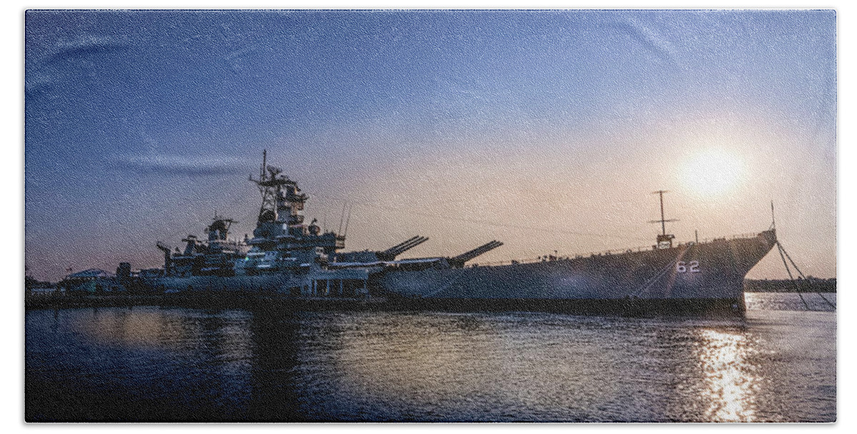 Marvin Saptes Beach Sheet featuring the photograph Battleship New Jersey by Marvin Spates