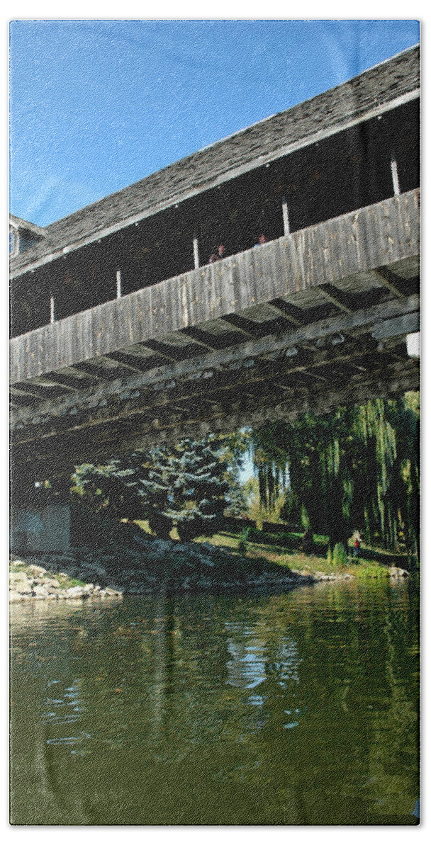 Usa Beach Sheet featuring the photograph Bavarian Covered Bridge by LeeAnn McLaneGoetz McLaneGoetzStudioLLCcom