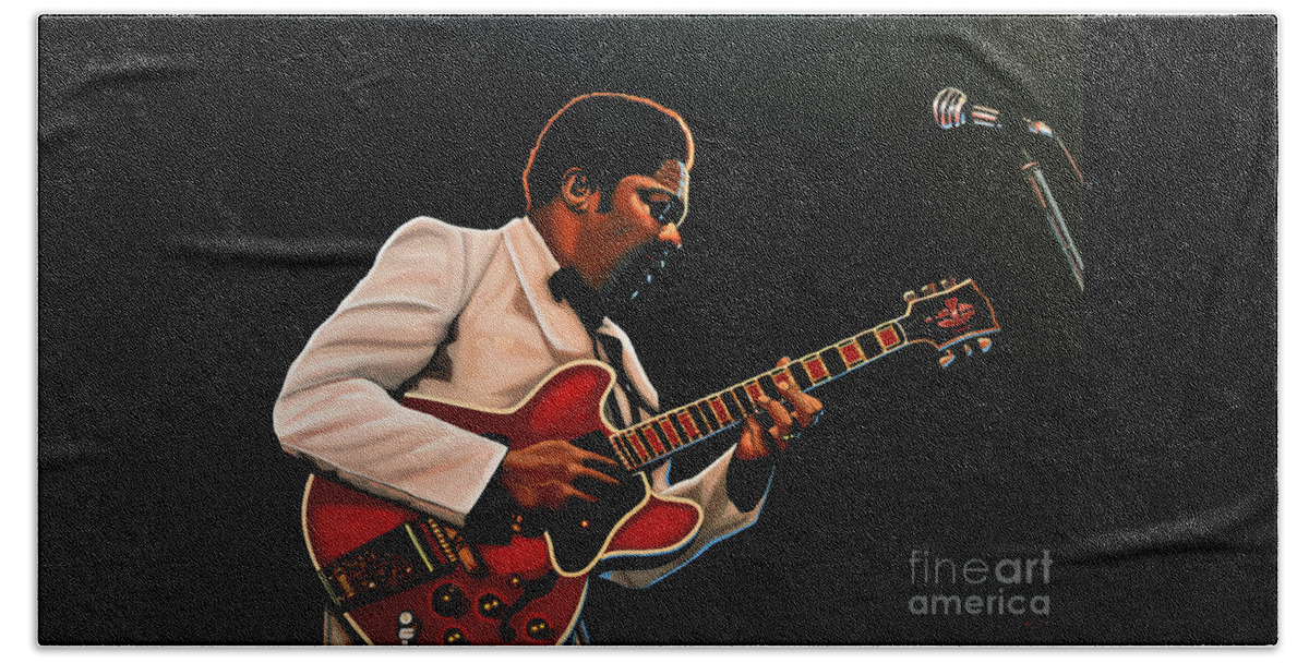Bb King Beach Towel featuring the painting B. B. King by Paul Meijering