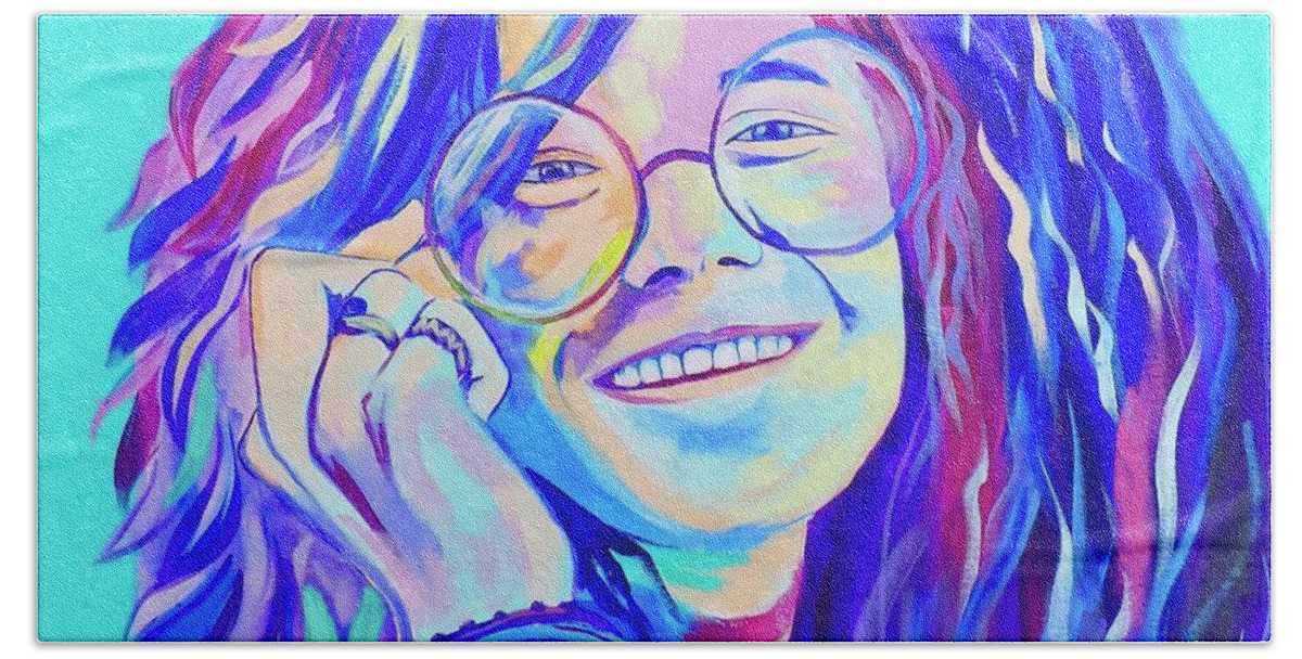 Janis Joplin Beach Towel featuring the painting Be a Janis by Janice Westfall