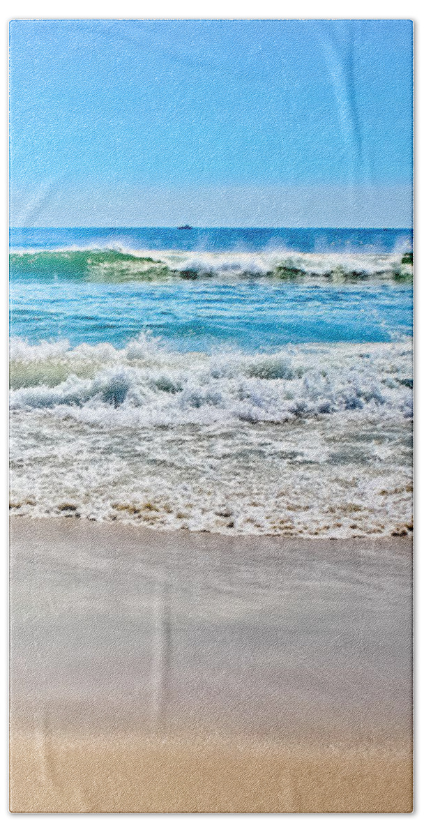 Ocean Beach Towel featuring the photograph Beach and Ocean Waves by Colleen Kammerer
