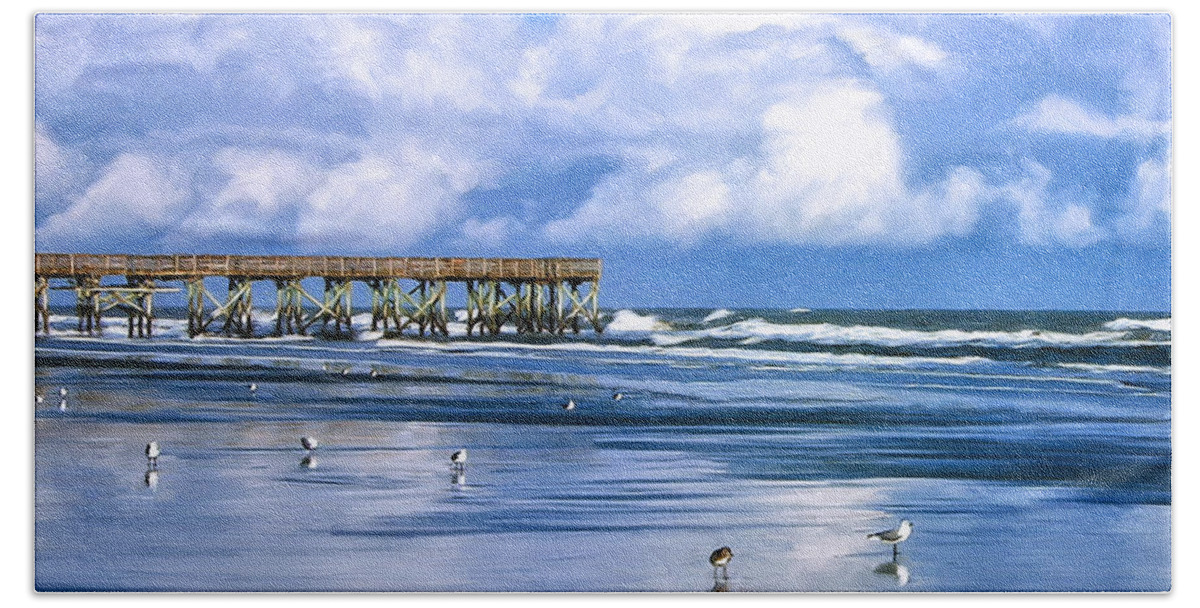 Isle Of Palms Beach Towel featuring the painting Beach at Isle of Palms by Dominic Piperata