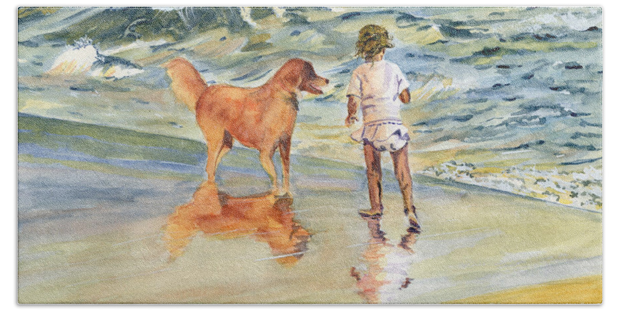 Beach Beach Towel featuring the painting Beach Buddies by Melly Terpening