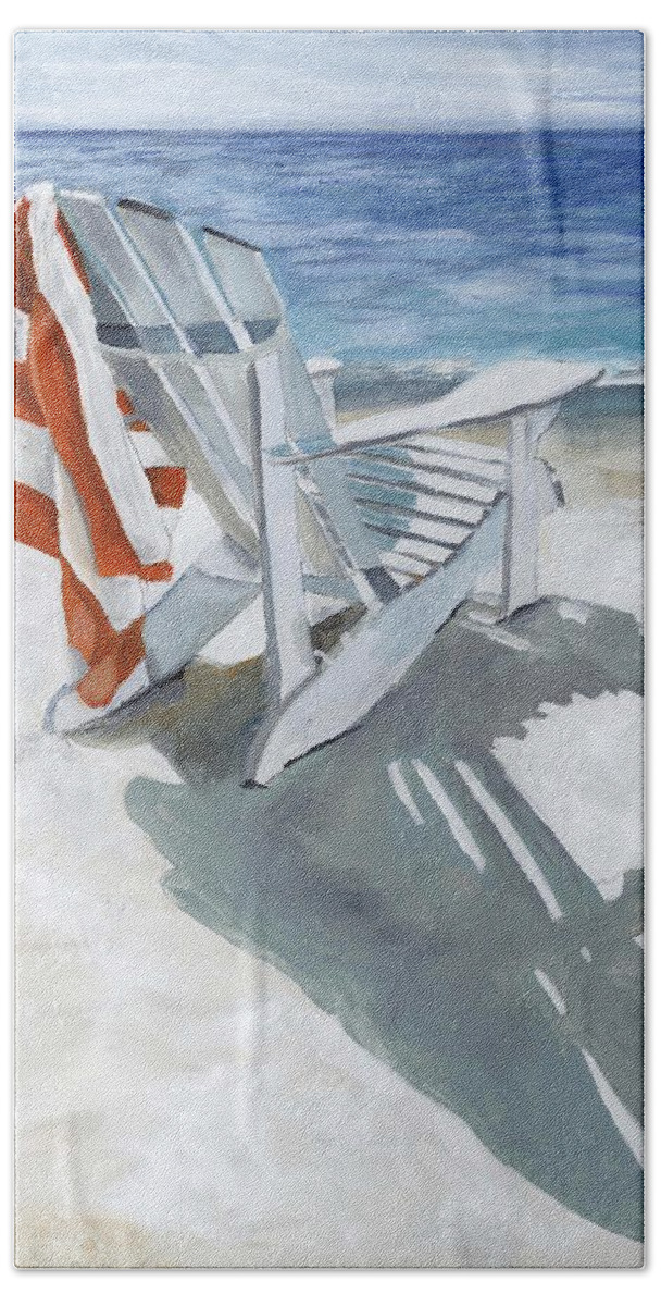 Beach Beach Sheet featuring the painting Beach chair by Debbie Brown