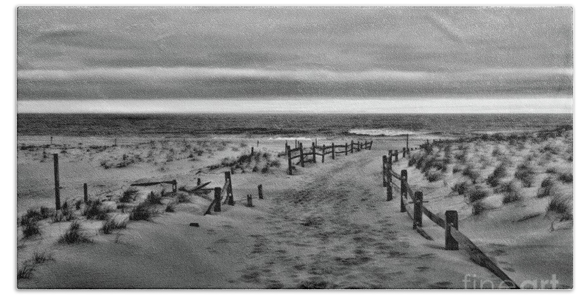 Paul Ward Beach Towel featuring the photograph Beach Entry in black and white by Paul Ward