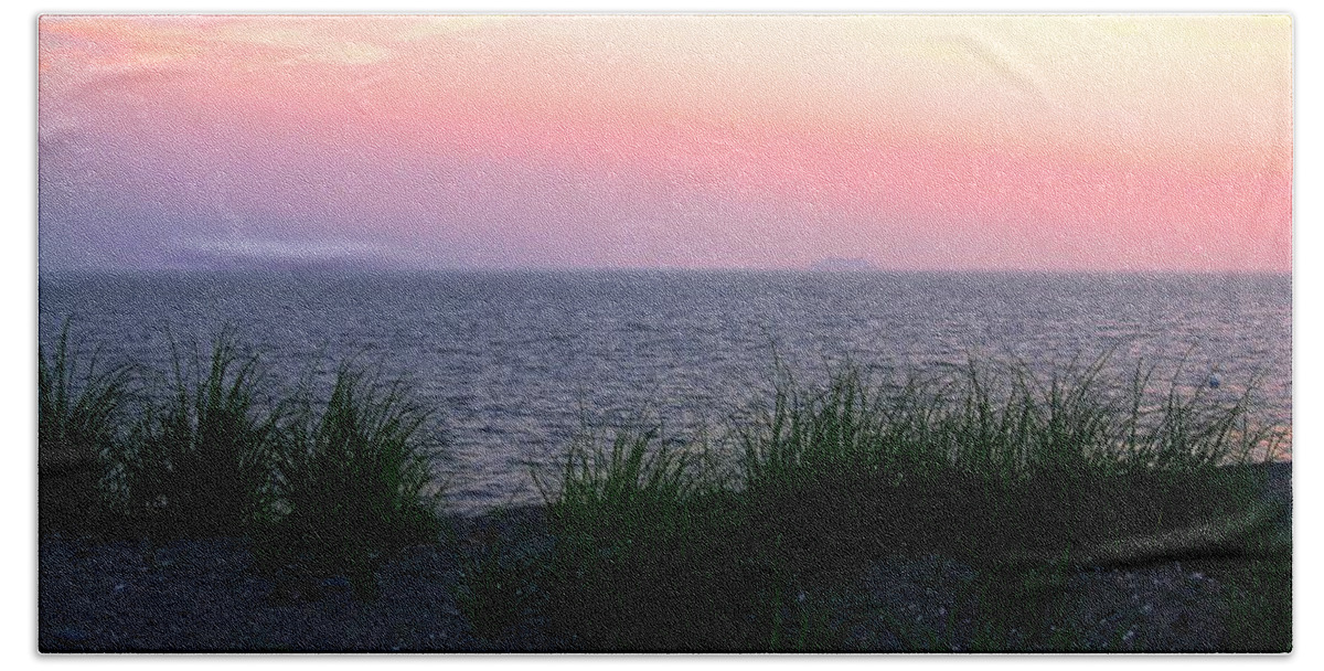 Beach Grass Beach Towel featuring the photograph Beach Grass on Long Island Sound by Donna Walsh