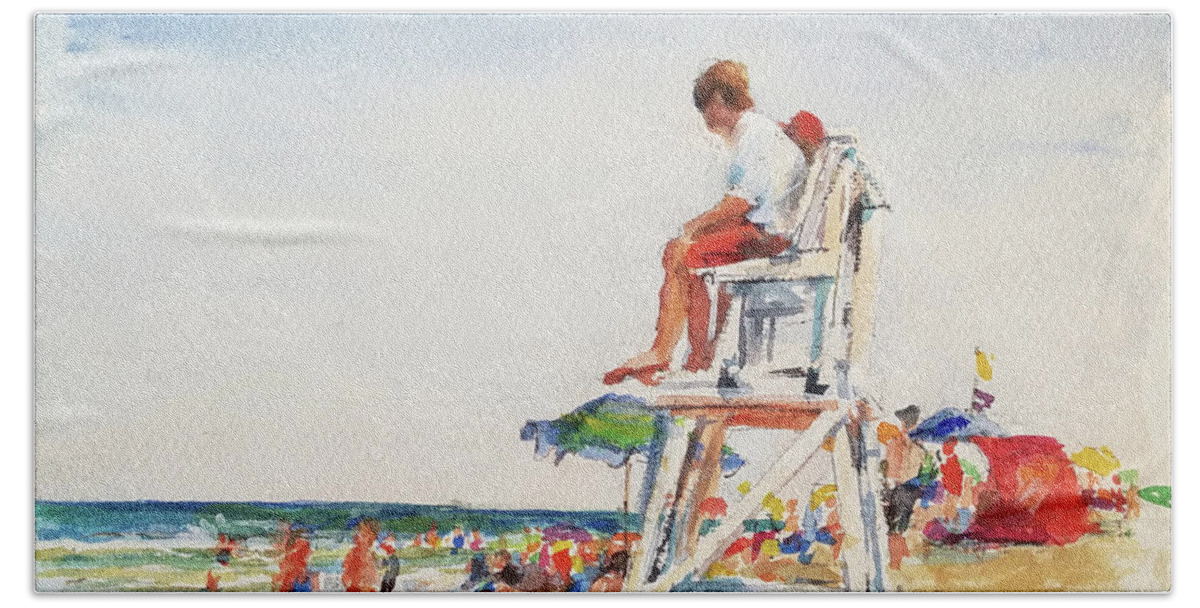 Landscape Beach Towel featuring the painting Beach Scene, Cape Cod by Peter Salwen