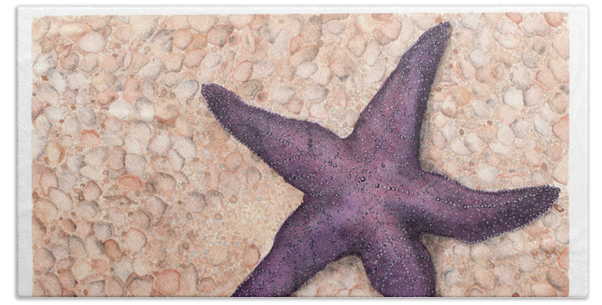 Starfish Beach Towel featuring the painting Beach Starfish by Hilda Wagner