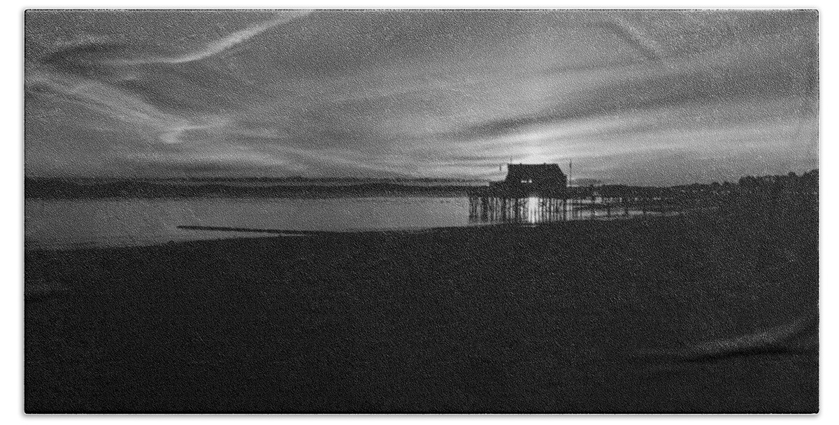 Quincy Beach Towel featuring the photograph Beach Sunrise Black and White by Brian MacLean