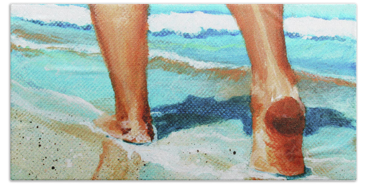 Beach Beach Towel featuring the painting Beach Walk by Donna Tucker