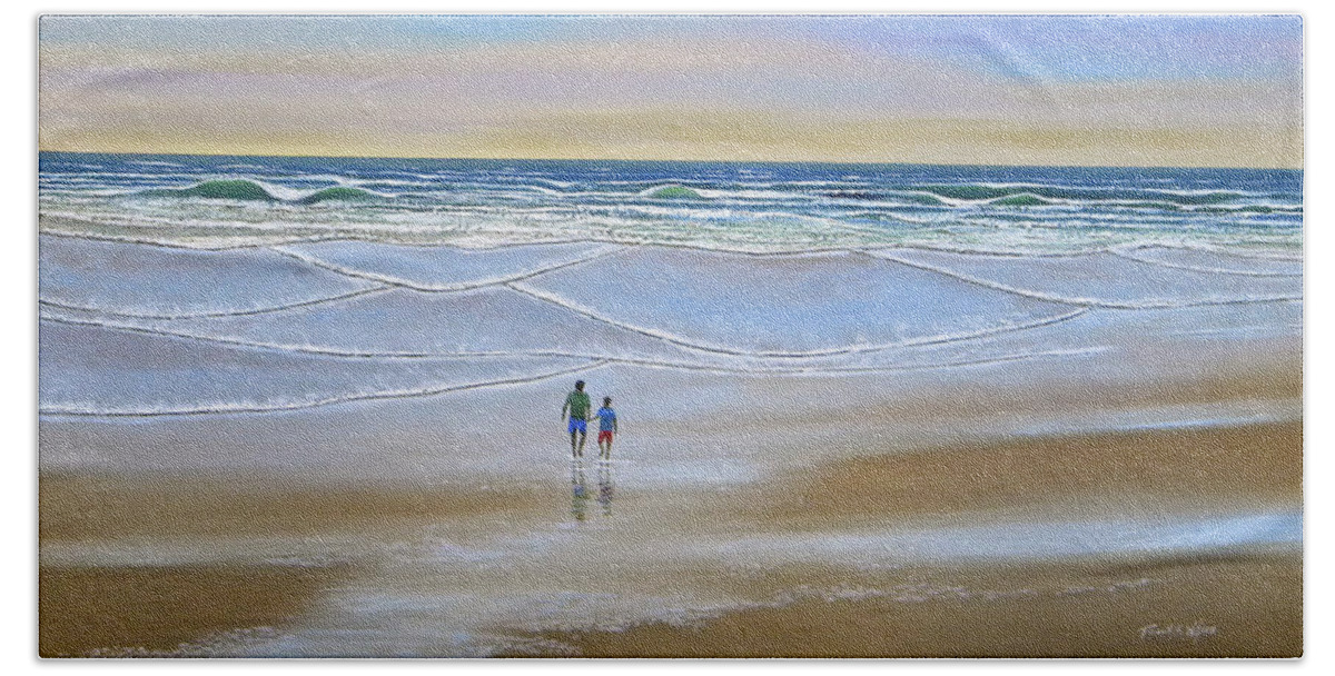 Beach Beach Sheet featuring the painting Beach Walk by Frank Wilson