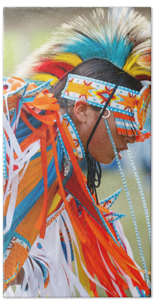 Steven Bateson Beach Sheet featuring the photograph Beaded Pow Wow Dancer by Steven Bateson