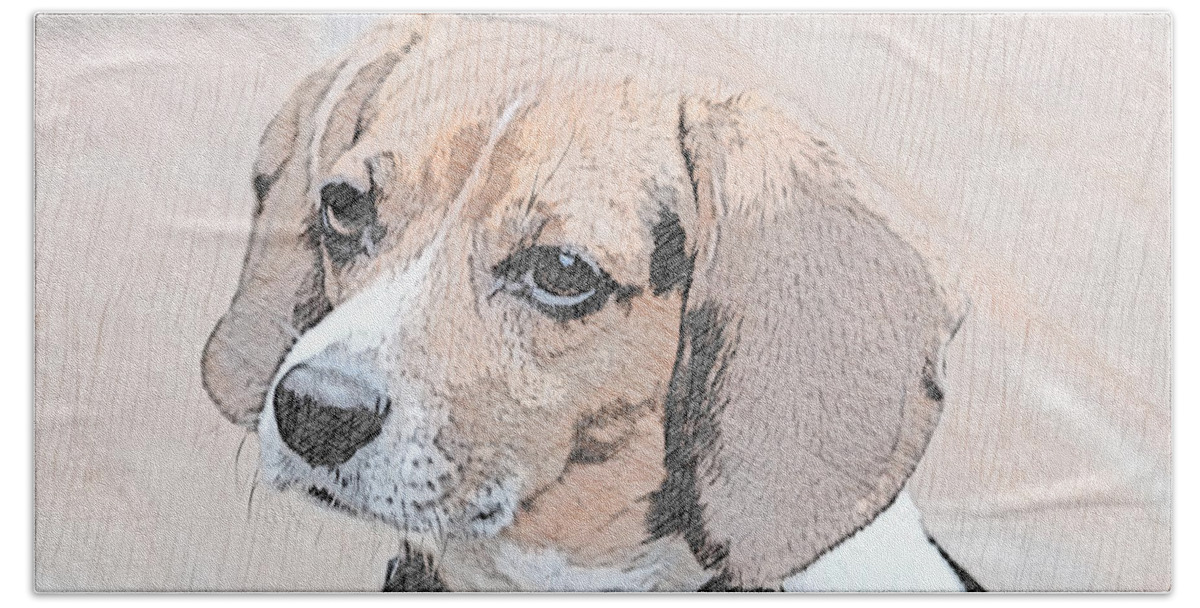 Beagles Beach Towel featuring the digital art Beagles are the Cutest by Sherry Hallemeier