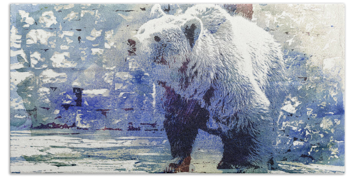 Photo Beach Towel featuring the digital art Bear Walk by Jutta Maria Pusl