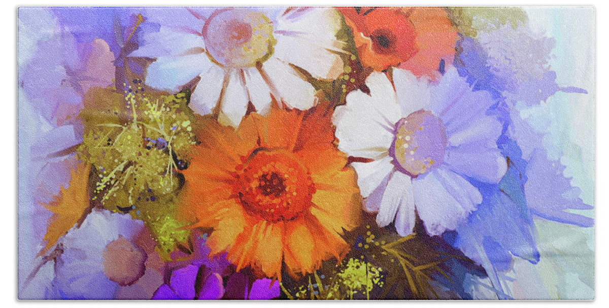 Flowers Beach Towel featuring the painting Beautiful Blooms by Gull G