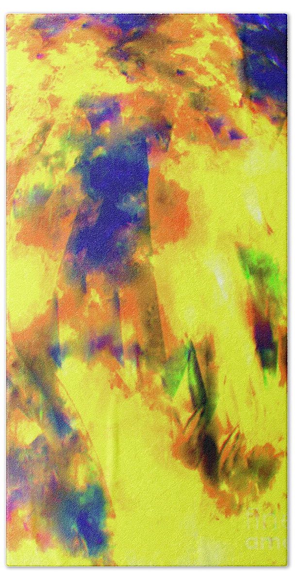 Painting-abstract Acrylic Beach Towel featuring the painting Beautiful Colors With Painted Window by Catalina Walker
