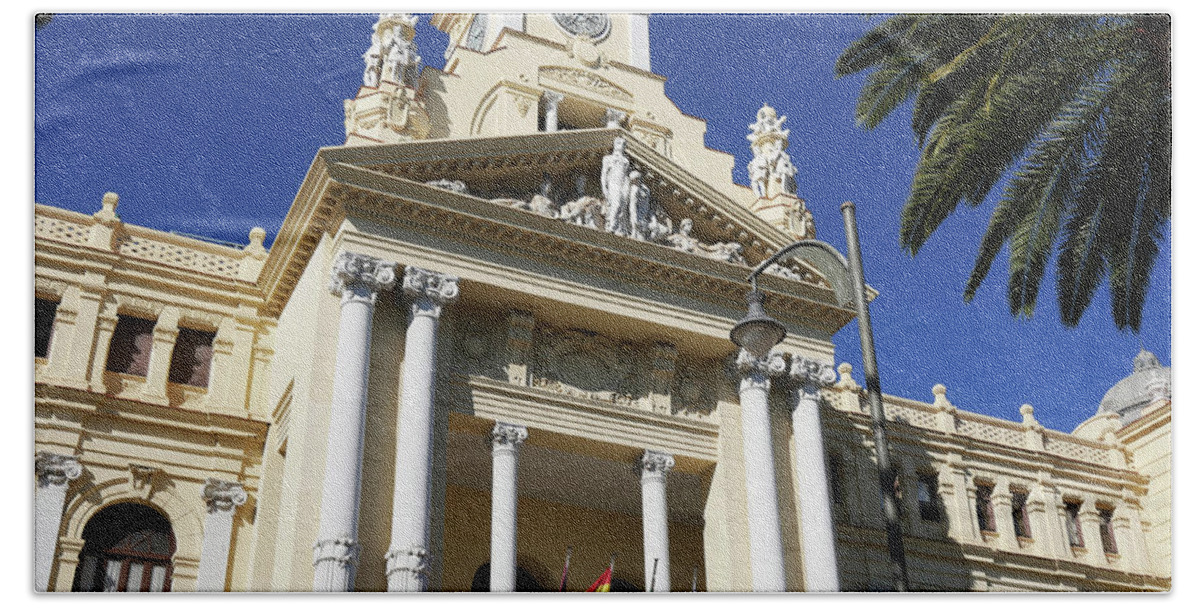 Beautiful Malaga City Hall Beach Towel featuring the photograph Beautiful Malaga City Hall by Brenda Kean
