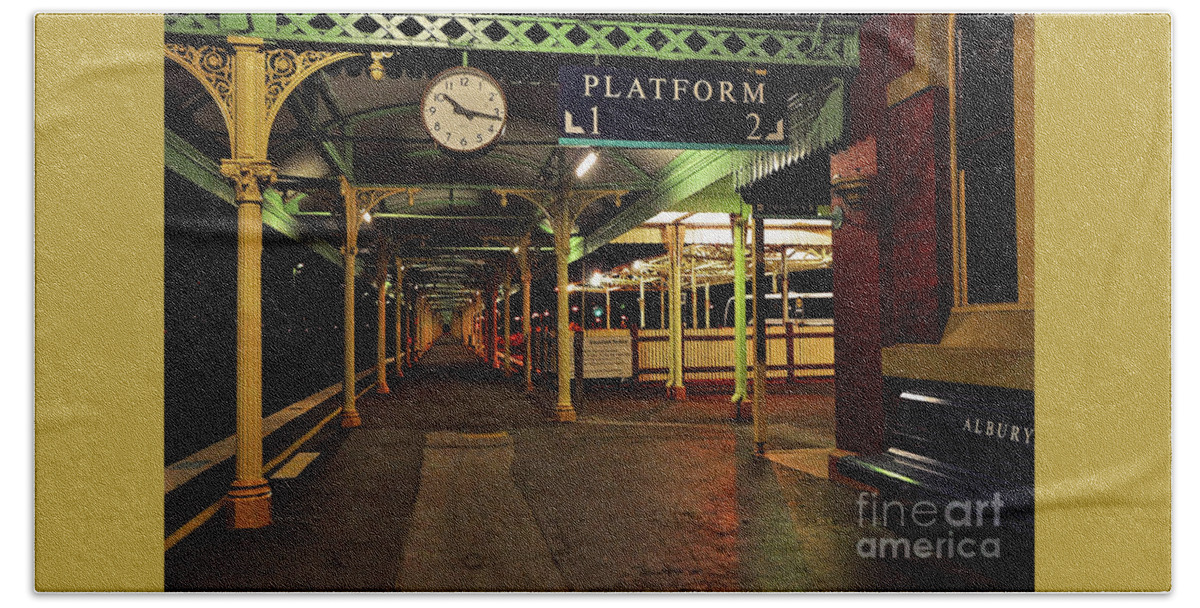 Beautiful Old Albury Station Beach Sheet featuring the photograph Beautiful Old Albury Station by Kaye Menner by Kaye Menner