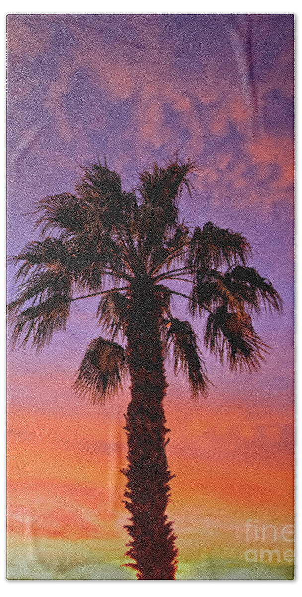 Sunrise Beach Towel featuring the photograph Beautiful Palm Tree Silhouette by Robert Bales