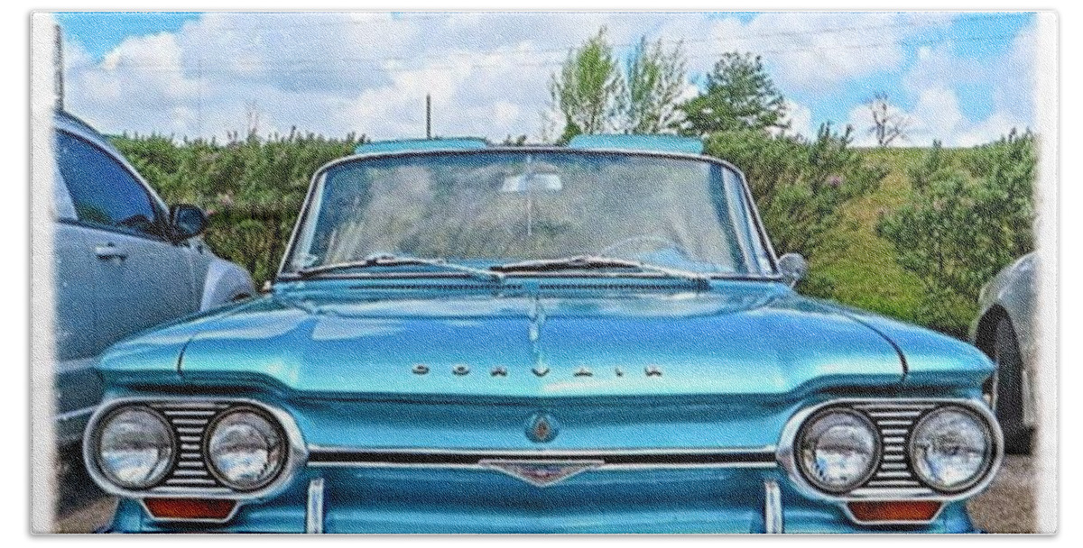 Beautiful Beach Towel featuring the photograph #beautiful #turquoise #chevrolet by Austin Tuxedo Cat