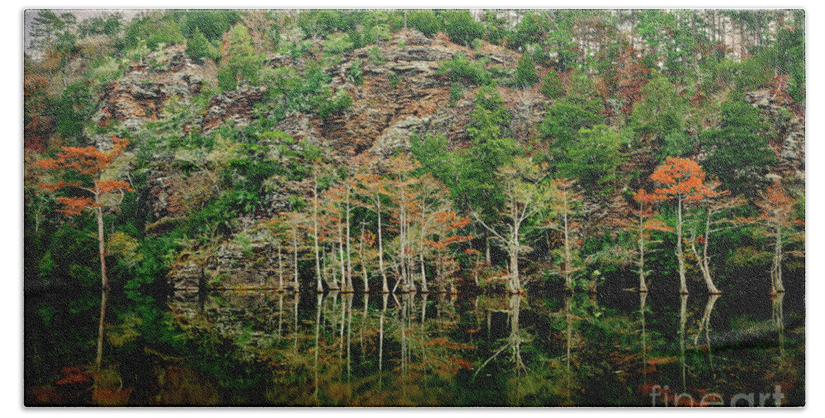 Landscape Beach Towel featuring the photograph Beaver's Bend Overlook by Tamyra Ayles