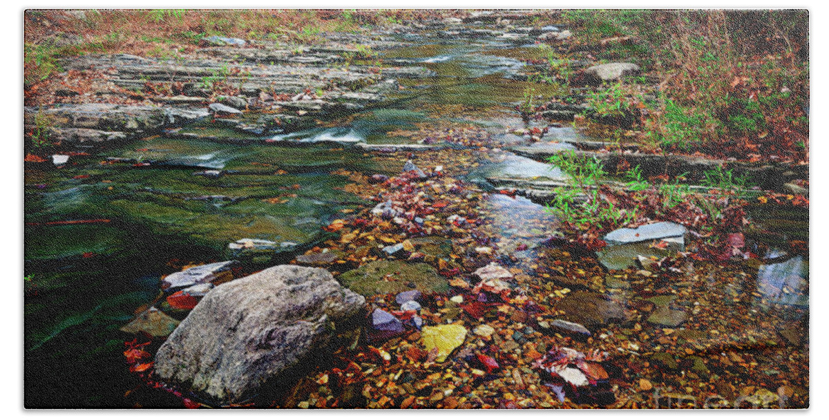 Landscape Beach Towel featuring the photograph Beaver's Bend Tiny Stream by Tamyra Ayles