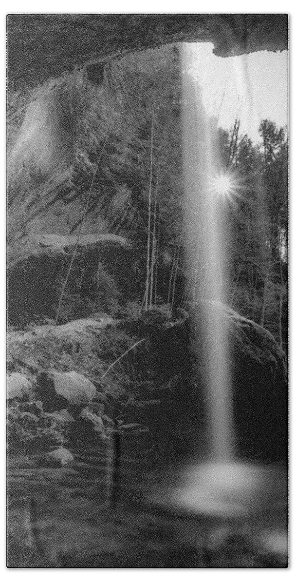 Ohio Beach Towel featuring the photograph Behind the Lower Falls - Hocking Hills by Ron Pate