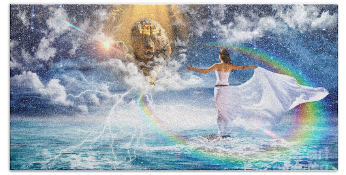 Jesus Beach Sheet featuring the digital art Behold, He is coming by Dolores Develde