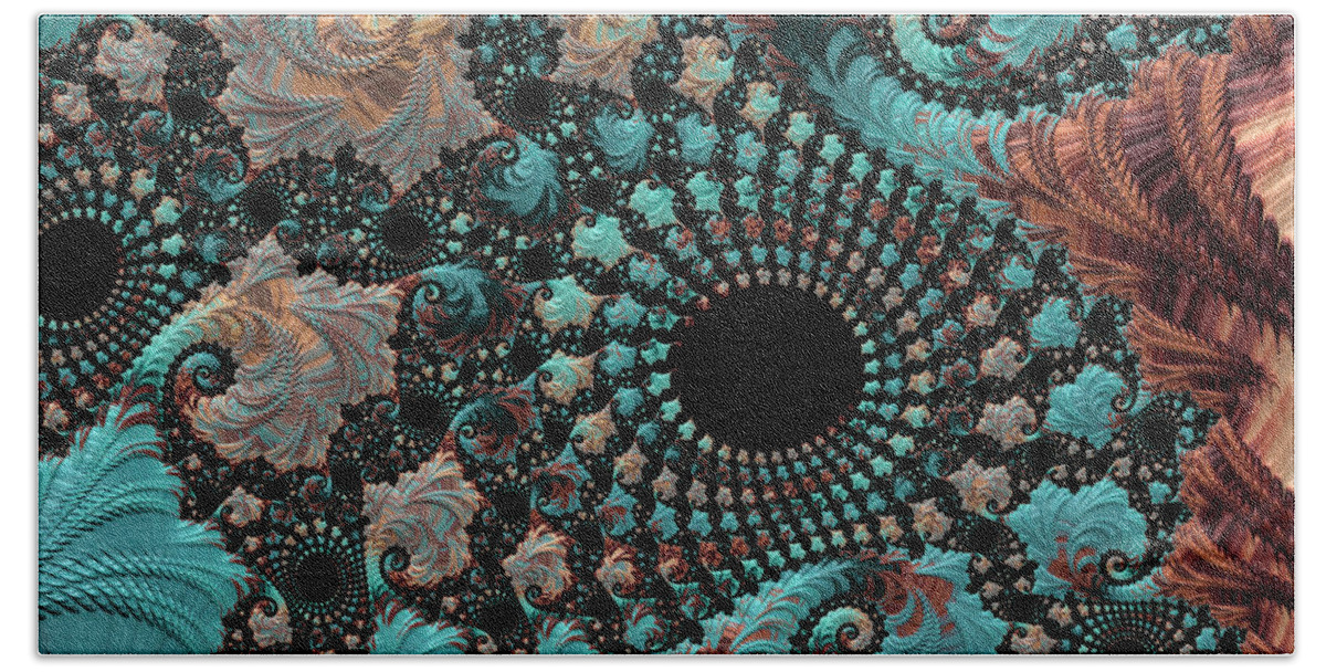 Geometric Fractal Beach Towel featuring the digital art Bejeweled Fractal by Bonnie Bruno