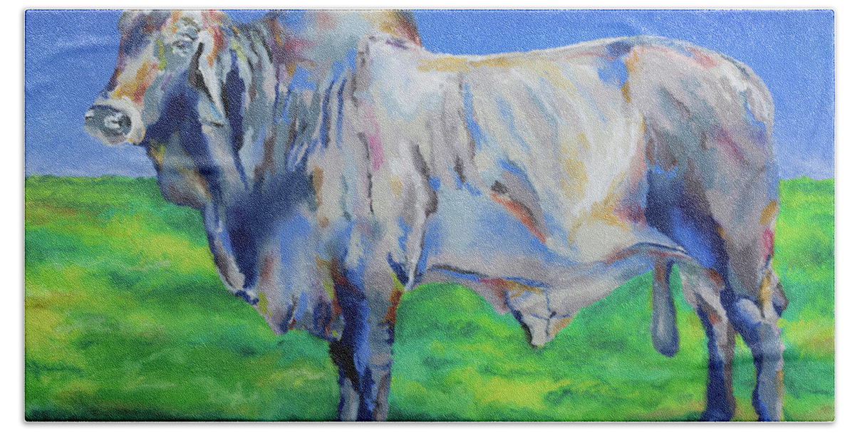 Bull Beach Towel featuring the painting Benton by Stephen Anderson