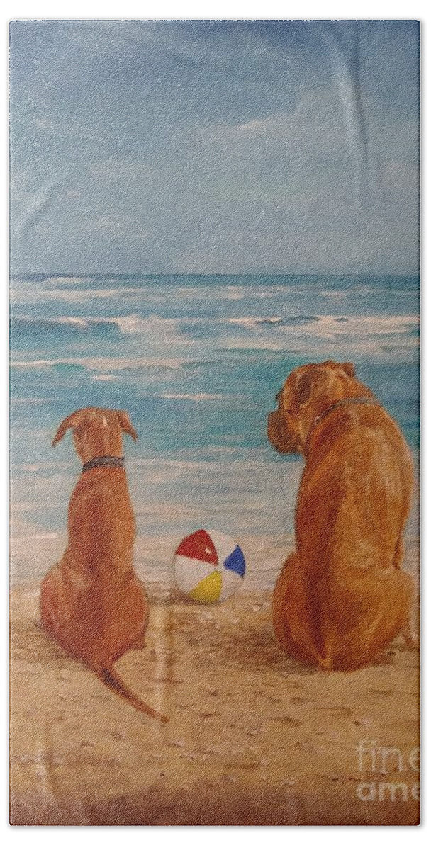 Beach Beach Sheet featuring the painting Best Friends by Sinisa Saratlic