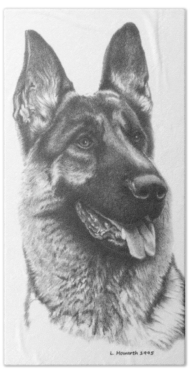German Shepherd Beach Towel featuring the drawing Best In Show by Louise Howarth